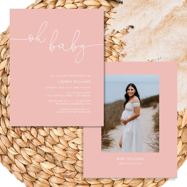 Budget Photo rose bébé fille douche Invitation (blush pink baby shower invitation
)