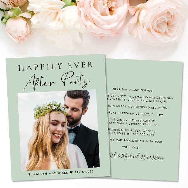 Budget Photo Sage Mariage Réception Invitation (Your love story deserves a grand celebration!)