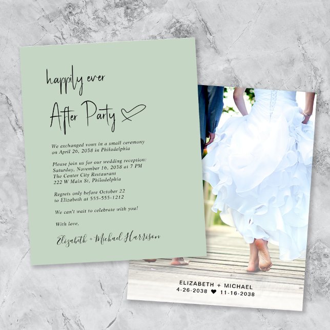 Budget Photo Sage Mariage Réception Invitation (Créateur téléchargé)