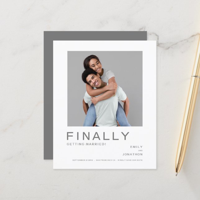 Budget Photo Simple Typographie Gris Enregistrer L (Devant/Arrière en situation)