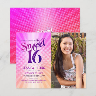 Budget Photo Sweet 16 Invitation orange rose