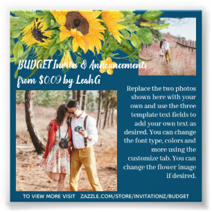 BUDGET Photo Tournesol Texte Modèle Invitations N'