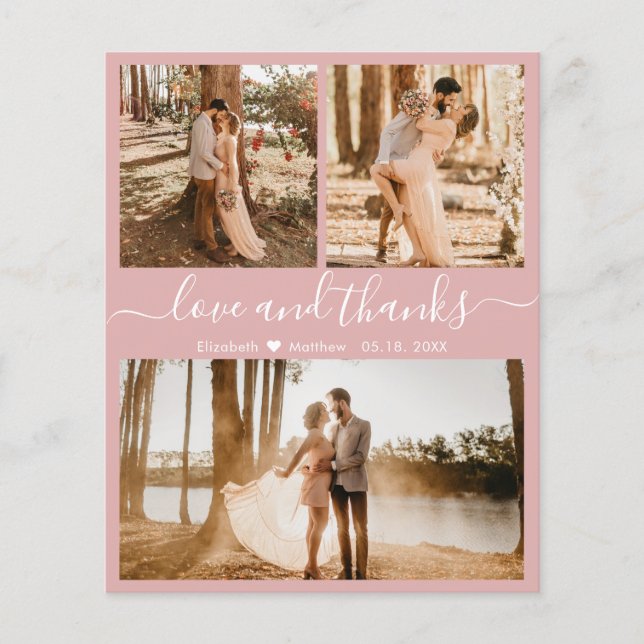 Budget Pink 3 Photo Collage Mariage Merci (Devant)