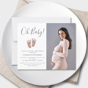 Budget Pink Baby Feet Baby shower photo Invitation