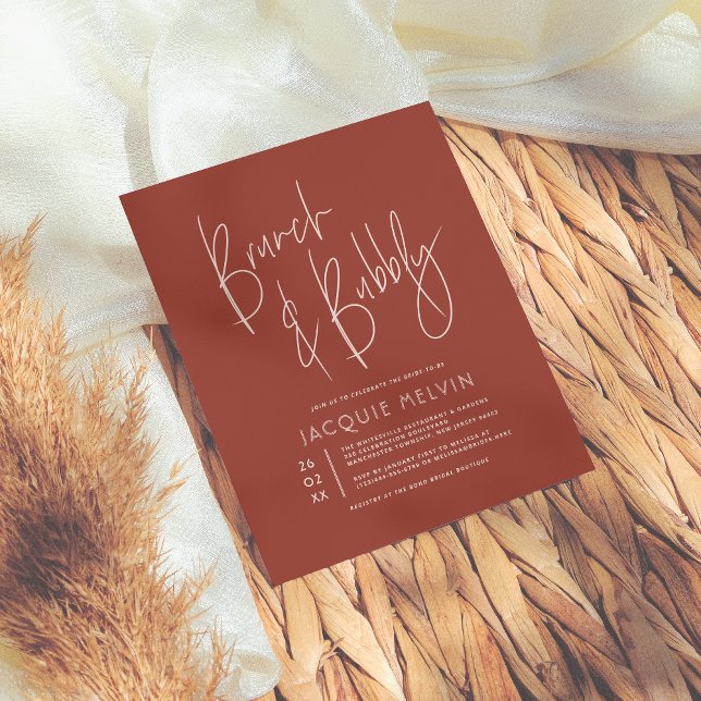 Budget Pink & Boho Rust Bridal Brunch & Bubbly (Créateur téléchargé)