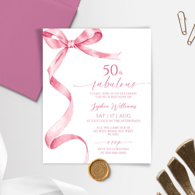 Budget Pink Bow 50 et fabuleuse invitation d'anniv (Créateur téléchargé)