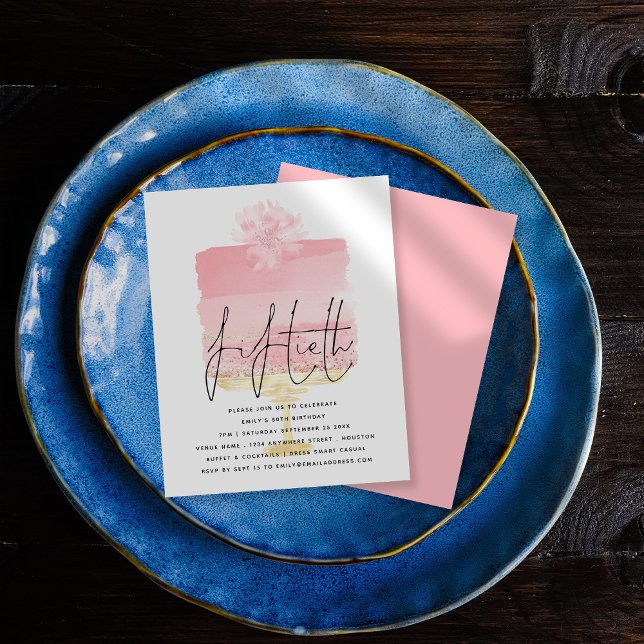 Budget Pink Cake Script 50e anniversaire Invitatio (Créateur téléchargé)