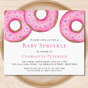 Budget Pink Donuts Girl Baby Sprinkle Invitation