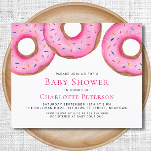 Budget Pink Donuts Girl's Baby shower Invitation