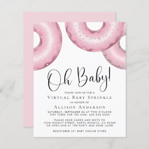 Budget Pink Donuts Virtual Baby Sprinkle Invitatio