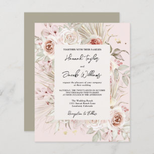Budget PInk Floral Boho Rustic Faire-part de maria