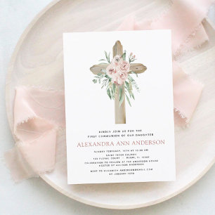 Budget Pink Floral Première Communion sainte