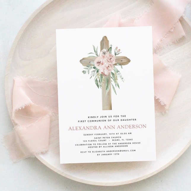 Budget Pink Floral Première Communion sainte (Créateur téléchargé)