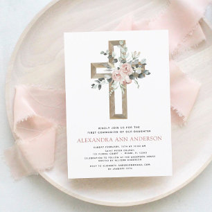 Budget Pink Floral Première Communion sainte