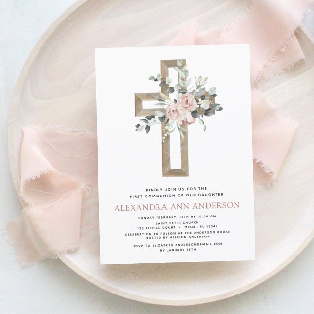 Budget Pink Floral Première Communion sainte (Créateur téléchargé)
