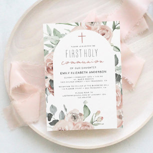 Budget Pink Floral Première Communion sainte