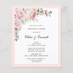 Budget Pink Floral Rehearer Dîner Invitation