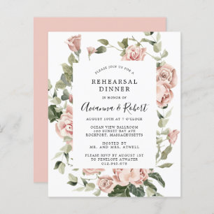 Budget Pink Floral Rehearer Dîner Invitation