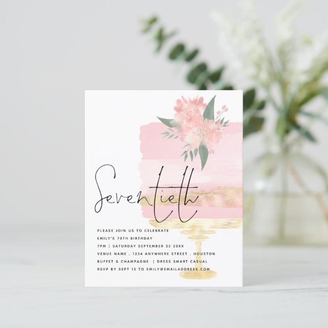 Budget Pink Gold Anniversaire Gâteau 70ème Invitat (Debout devant)