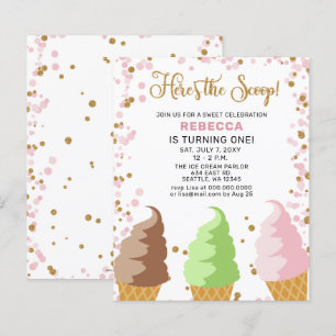 Budget Pink Ice crème fête invitation Anniversaire