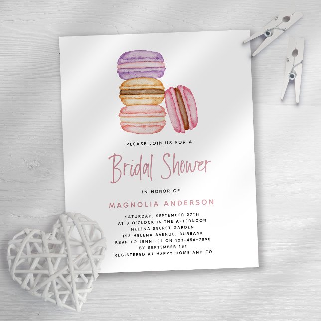BUDGET Pink Macarons Invitation à la douche nuptia (Créateur téléchargé)