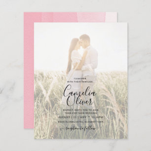 BUDGET Pink Ombre PHOTO OVERLAY Mariage Invite
