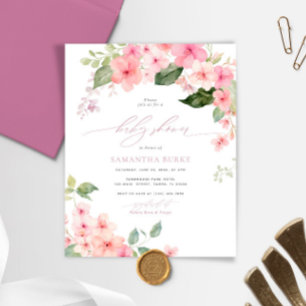 Budget Pink Sakura Flowers Baby shower invitation