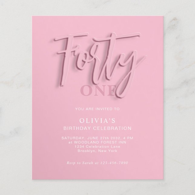BUDGET Pink Script Quarante-dixième anniversaire a (Devant)