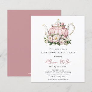 Budget Pink Tea Party fille Invitation Baby shower