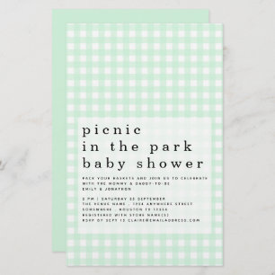 Budget Pique-nique Parc Baby shower Green En vichy