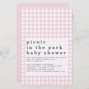 Budget Pique-nique Parc Baby shower rose En vichy 