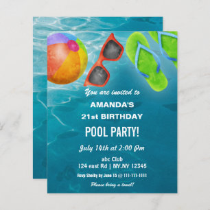 Budget Piscine Fête Anniversaire Invitation