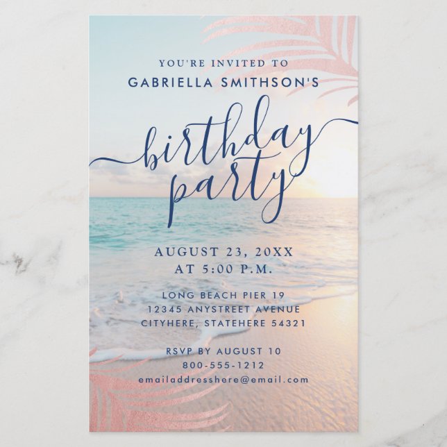 BUDGET Plage tropicale Anniversaire Pink Party Fly (Devant)