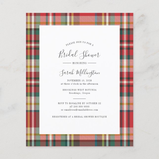 Budget Plaid Rustic Bridal Show Invitation (Devant)