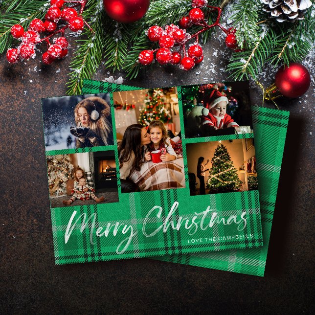 Budget Plaid Vert 5 Photo Joyeux Noël (Créateur téléchargé)