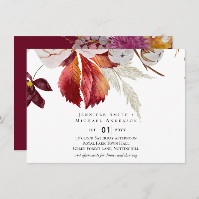BUDGET Plum Cinnamon Mariage Automne Florales (Devant / Derrière)
