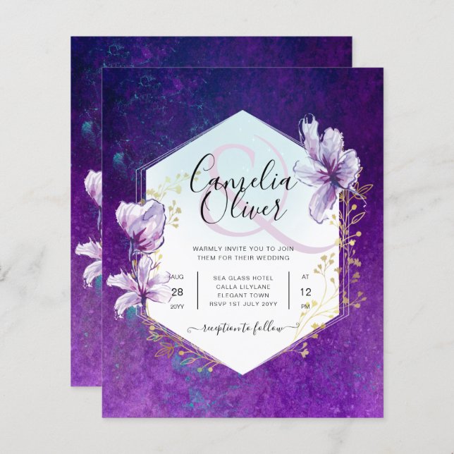 Budget Plum Purple Floral Mariage All-in-1 (Devant / Derrière)