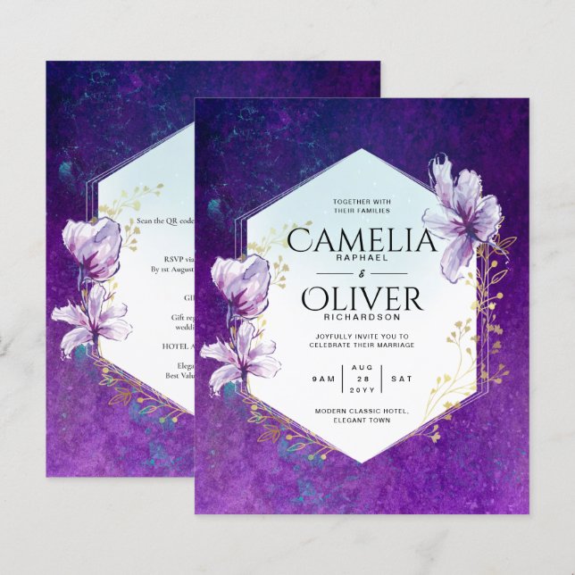 Budget Plum Purple Floral Mariage All-in-1 (Devant / Derrière)