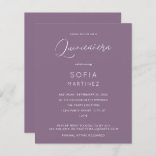 Budget Plum Purple MOD Calligraphie Quinceanera