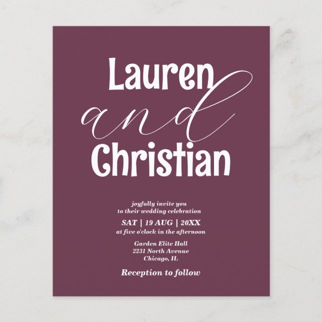 Budget Plum Scripture Faire-part de mariage (Devant)