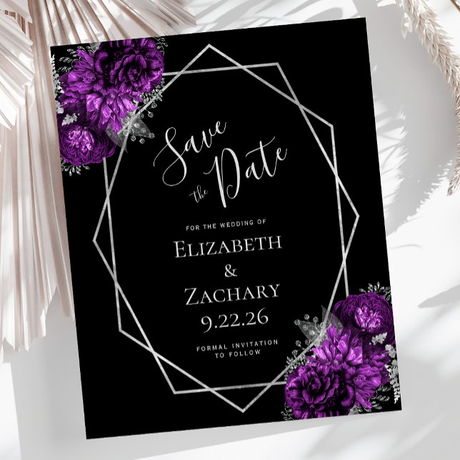 Budget Plum violet argent Mariage floral noir (Créateur téléchargé)