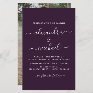 Budget Plum violet Mariage avec invitation photo