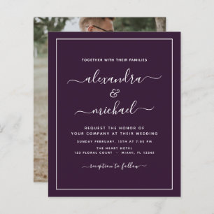 Budget Plum violet Mariage avec invitation photo