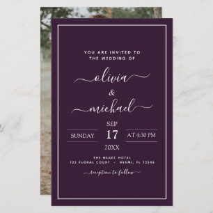 Budget Plum violet Mariage avec invitation photo