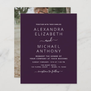 Budget Plum violet Mariage avec invitation photo