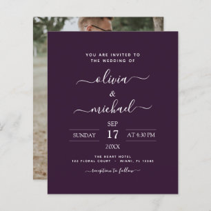 Budget Plum violet Mariage avec invitation photo