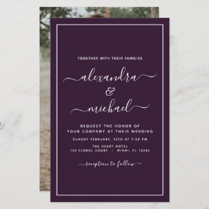 Budget Plum violet Mariage avec invitation photo