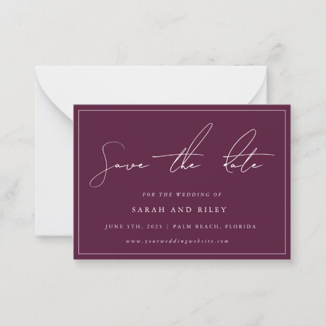 BUDGET Plum Wedding Enregistrer La Date Invitation (Devant)
