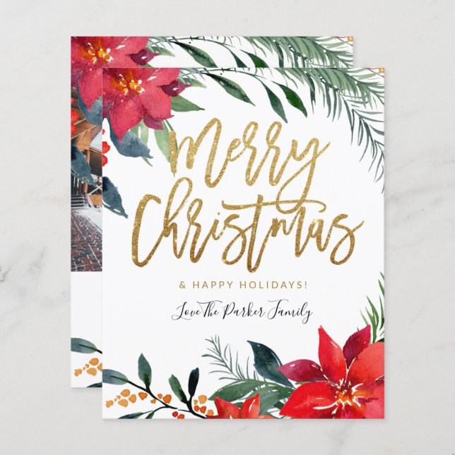 Budget Poinsettia Floral Photo Parties scintillant (Devant / Derrière)