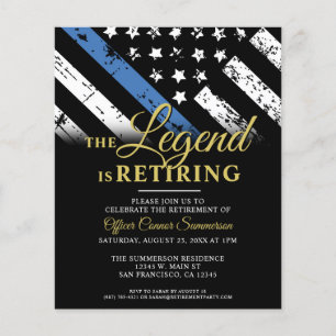 Budget Police Blue Retirement Party Invitation